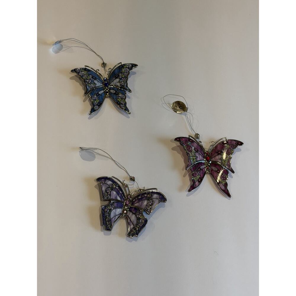 Bradford Editions Silken Wings Heirloom Porcelain Butterfly Ornament Set NIB